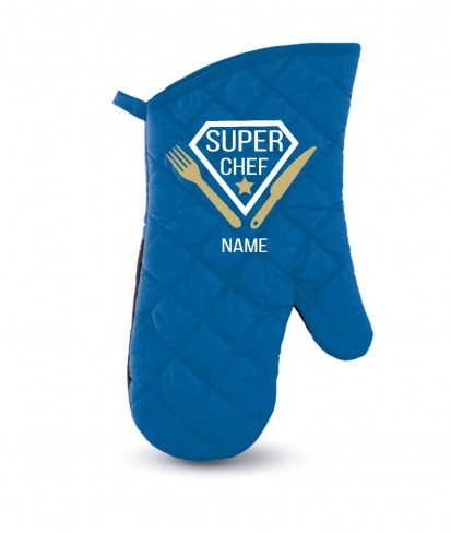 Personalised Blue Super-chef Oven Glove
